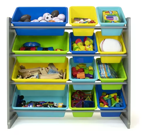 Organizador de juguetes para niños con cajas de almacenamiento Tot Tutors,  Espresso, Plástico, Natural/Primario