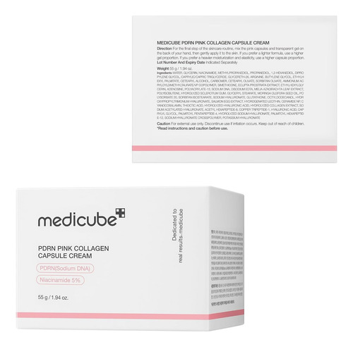 Medicube salmon dna pdrn crema de cápsula de colágeno rosa todo tipo de piel día noche