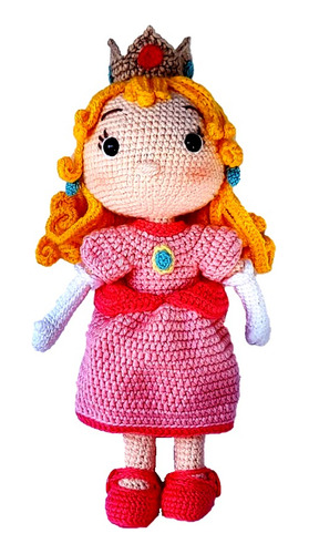 Princesa Peach Super Mario Bros Muñeca Amigurumi 40 Cm