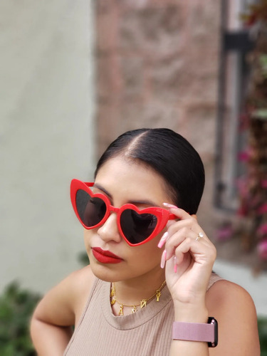 Lentes De Sol Para Dama Modelo Corazon Lolita Armazon Rojo | Meses sin  intereses