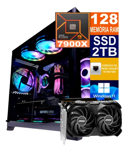 Pc Gamer Cpu Ryzen 9 7900x Ssd 2tb, 128gb Ddr5, Rtx 4060 8gb Pc Gamer Cpu Ryzen 9 7900x Ssd 2tb, 128gb Ddr5, Rtx 4060 8gb