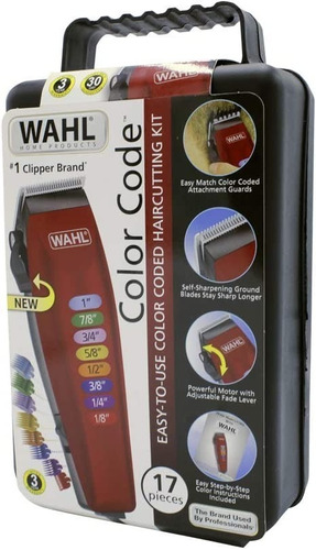 Máquina Wahl Cortadora De Cabello Color Code 17 Piezas Roja