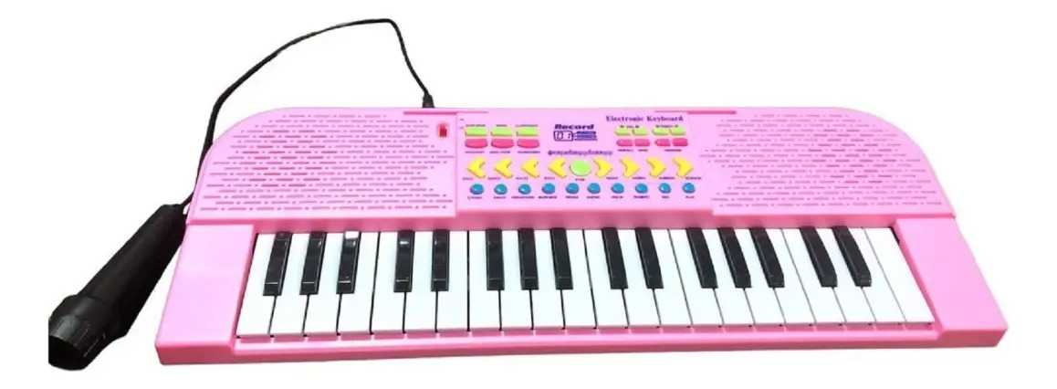Teclado de piano musical Teclado musical para crianças 37 teclas rosa