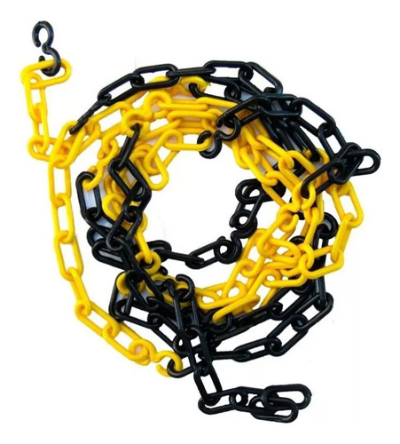 Cadena Plastica Señalizacion Vial X 5 Mt - 8x29x49 Mm Color Negro Amarilla