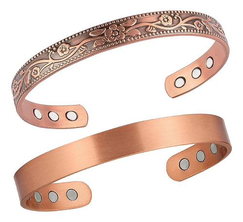 Pulsera Magnética De Cobre De 2 Piezas Para Terapia De Artri