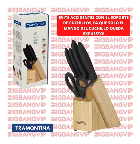 Juego Cuchillos 6 Pzas + Taco Madera Plenus Tramontina 23498015