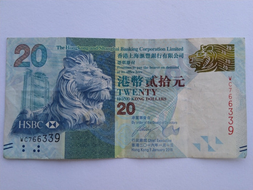 Billete Hong Kong 20 Dollars 2016