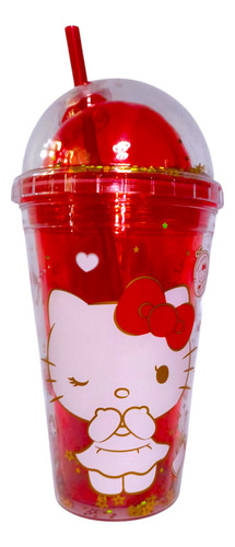 Vaso Con Popote Hello Kitty 50 Aniversario, 500 Ml