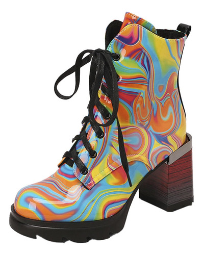 Botines Gruesos Con Tacón Alto Para Mujer, Plataforma, Venda