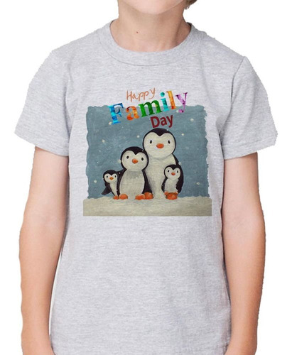 Remera De Niño Happy Family Day Familia Pinguinos Diseño