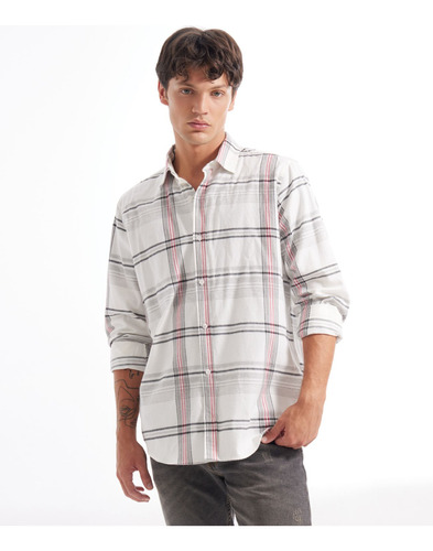 Camisa Hombre Seven M/l Crema Algodón 45011834-197