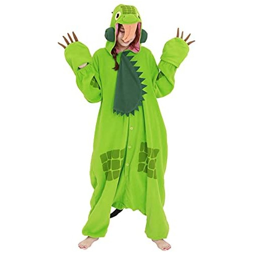 Disfraz De Iguana Verde Kigurumi, Enterizo De Una Pieza...