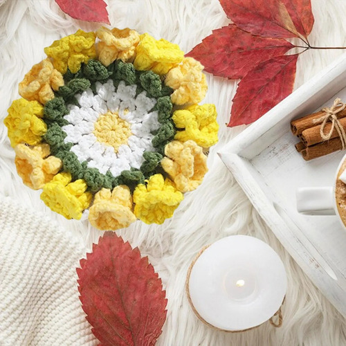 Posavasos Tejidos A Mano De Crochet Linda De Aislamiento