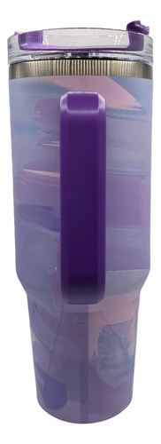 Vaso Térmico Quencher Acero Inox Veteado 1,2ml Efecto Marmol Violeta Oscuro Mármol