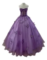Comprar Vestido De 15 Años - Polleras Con Mariposas - Corset Encaje