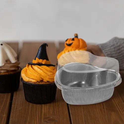 Flan Pan, Caja De Papel De Aluminio En Forma De Corazón, 10