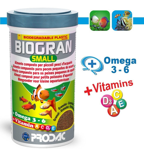 Alimento Peces Tropicales Biogran Small 250ml/130g 