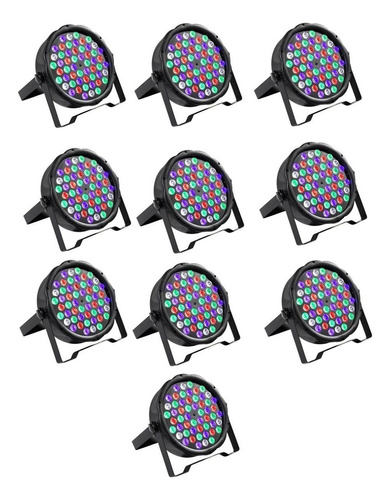 Kit 10 Canhao Led Par 64 Rgbw 54 Leds 3w Dmx Jogo De Luz 110v/220v