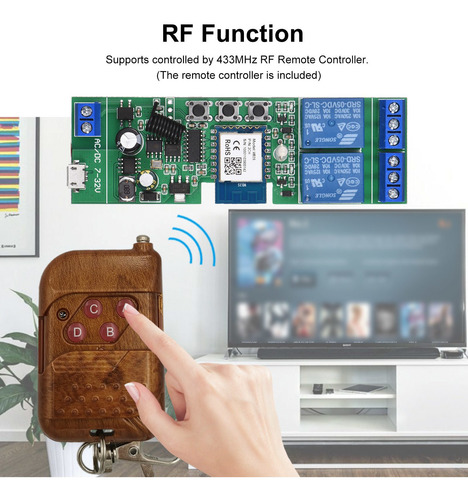 Imagen 8 de 9 de Tuya 2ch Dc5v/7-32v Wifi Interruptor Inalámbrico Relé Módulo