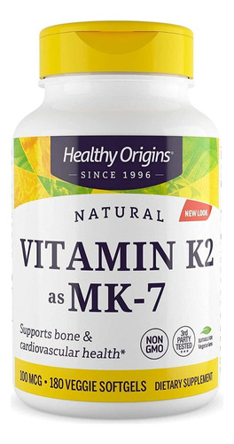 Healthy Origins Suplemento De Vitamina K2mk7 100 Mcg 180 Cápsulas Blandas Fs7