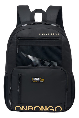 Mochila Escolar Onbongo Resistente Reforçada Cor Preto Desenho Do Tecido Lisa