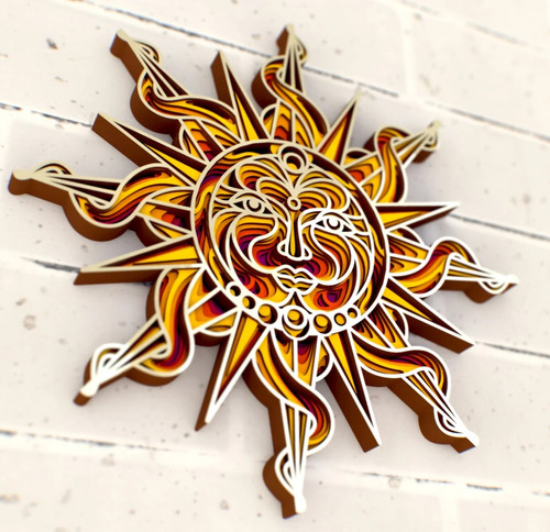 Cuadro Decorativo Sol Mandalas En Madera