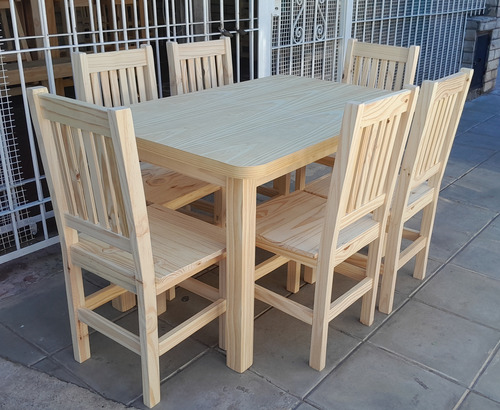 Mesa Trampa Extensible +6 Sillas, Living Comedor, En Pino