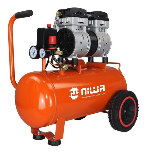 Compresor de aire eléctrico portátil Niwa ASW-24 monofásico 24L 1.5hp 220V naranja