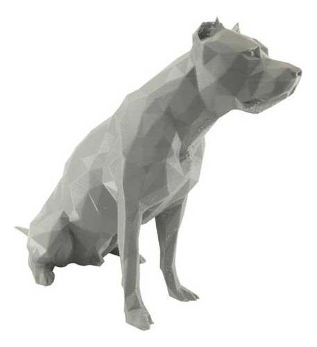 Pitbull Low Poly Geométrico Decoração 3d 14cm