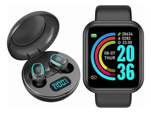 , Kit Y68 Smart Watch + Audífonos Bluetooth A10 ,