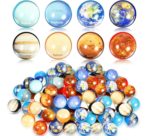 Lenwen 56 Pcs Space Party Favors Planet Bouncy Balls Solar S