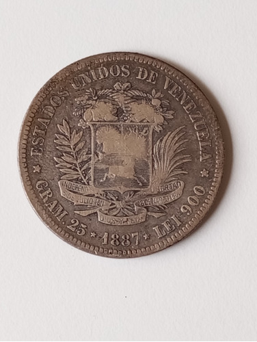 Moneda De 5 Bs Fuerte Plata De 1887