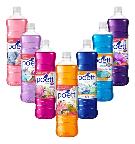 Pack 12 Poett 900ml Perfuma Y Desinfecta Colección Completa