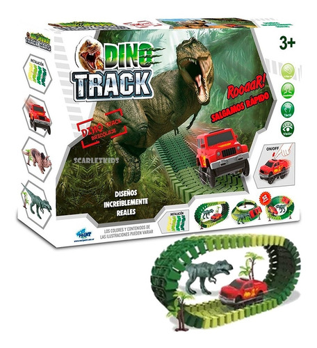 Pista Dino Flexible Track Cars Dinosaurios 52 Piezas 66 Cm