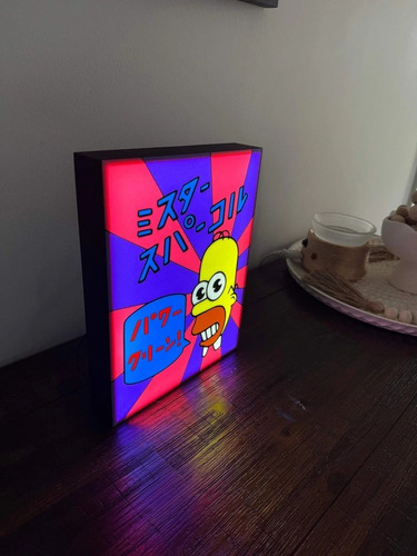 Cartel Cuadro Luminoso Led Homero Mr Chispa Los Simpson Negro