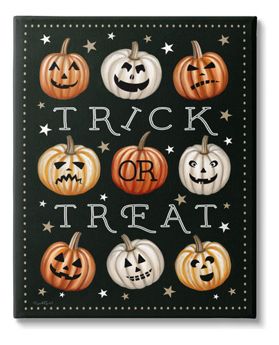 Stupell Industries Trick Or Treat Jack-o-lanterns - Lienzo .