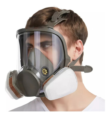 6800 Mascara Gas Full Face Incluir Filtros Respiración Antigas Diseño De Silicona Ideal Para Trabajos Agrícolas, Pintura, Gases Orgánicos, Etc.