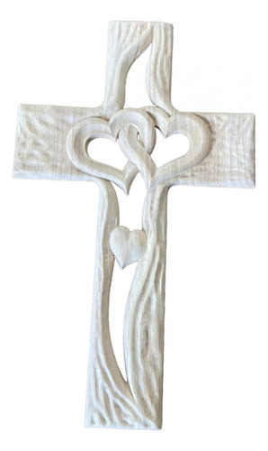 Cruz De Madera Tallada Con Corazón Entrelazado Estándar
