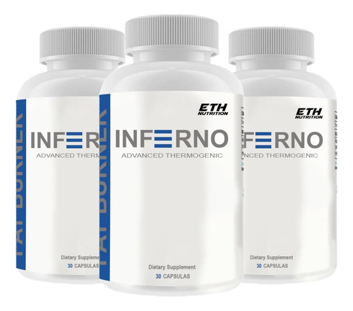 Pack X3 Inferno Fat Burner Pastillas Quemador De Grasa Sin Sabor