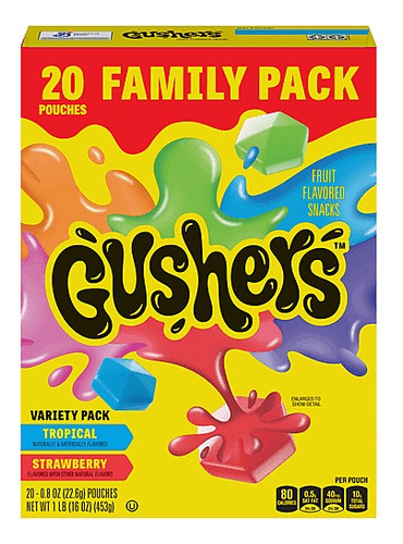  Caramelos Fruit Gushers Fruit Snacks 20pz 453g