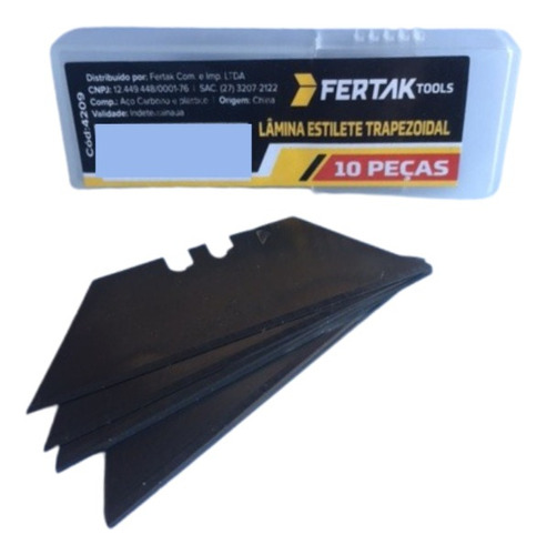 Fertak Laminas para Estilete Trapezoidal Industrial - Kit - 10 Lâminas