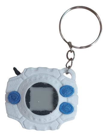 Digivice Digimon Llavero Impresion 3d Pla Pixelados_ Blanco