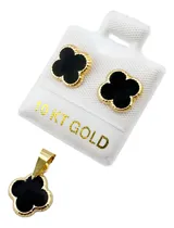 Comprar Dije Trébol Juego Trébol Aretes Oro 10k Juego Aretes Y Dije