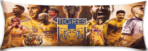 Cojin Almohada Larga Tigres Campeon Caras Copa 2023 45x110cm Diseño De La Tela Lisa
