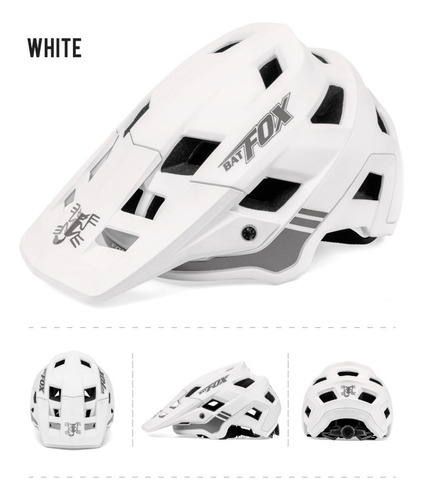 Casco Batfox Ultralight para bicicleta de montaña, color blanco, talla M (50-56 cm)