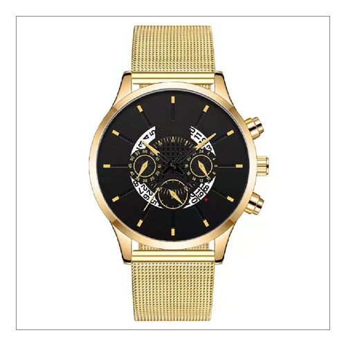 Relógio Black Dourado Unissex De Contorno Metálico