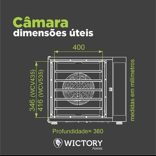 Forno Elétrico Convector 5 Esteiras P/ Bolos Wictory- Wcv535