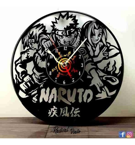 Reloj De Vinilo Naruto Shippuden Anime Regalos Decoracion