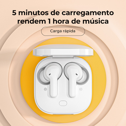 Fone De Ouvido Qcy T13 Com 4 Microfones E Bluetooth 5.1 Bh22dt10a Cor Branco Branco