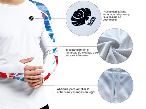 Camisa Hombre Deportiva Manga Larga De Protección Solar